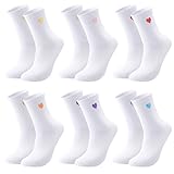 Utensilsto 6 Paar Damen Socken Herzsocken Damen 38-42 Baumwollsocken Herz Socken Kuschelsocken Sportsocken Tennissocken Baumwoll Socken Damen