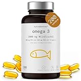 Omega 3 Kapseln 2000 mg | 200 Softgels | 600 mg reines Omega-3 + Vitamin E | FOS- & MSC-zertifiziertes Fischöl | Hochdosierte Omega 3 Fettsäuren für Herz, Gehirn & Blutdruck | nutrabetter®
