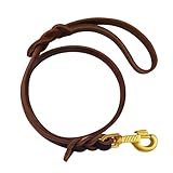 Qianruida Hundeleine Leder Lederleine Hund Klassische Fettlederleine für Kleine Mittelgroße Grosse Hunde - 76cm