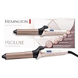 Remington Lockenstab große Locken [32mm] PROluxe Digital (OPTIheat-Technologie, Grip-Tech-Keramik-Beschichtung) -LCD-Display bis 210°,sanfte Wellen für feines bis kräftiges Haar, Schwarz/Braun, CI9132