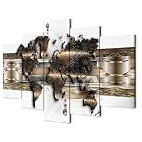 murando - Weltkarte Bilder für Wohnzimmer 200x100 cm 5 tlg Modern Leinwandbild Groß Wandbilder auf Leinwand XXL Schlafzimmer Wanddekoration Abstrakte Landkarte - Kontinente World Map k-A-0022-b-n