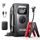 TREKURE Auto Starthilfe Powerbank mit Luftkompressor, 150PSI 5500A Spitzenstrom Starthilfe Powerbank für All Benzin und 10.0L Dieselmotor, Starthilfe mit LED, DC Ausgang und Dual USB