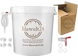 lilawelt24 30 L Gärbehälter mit Skala, Ablasshahn, Gärröhrchen und Dichtgummi – Gäreimer für die Vergärung