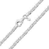 Amberta Halskette Damen Diamant aus 925 Sterling Silber - 1.7 mm Glitzernde Kette Damen: Kette 55 cm Damen