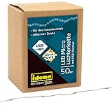 Idena 30257 - LED Micro Lichterkette mit 50 LEDs in Warmweiß, mit USB Stecker, ca. 2,75 m lang, Deko für Innen, zum Basteln, als Party Deko, Weihnachtsdeko, zur Hochzeit, als Stimmungslicht