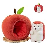 Xiyocadt Kuscheltier Igel Plüschtier, Hedgehog plüsch Igel Stofftier mit Abnehmbar Apfelkapuze, Cartoon Apfel Kissen Plüsch Pielzeug, lustige Plüschigel Geschenk für Kinder Mädchen Jungen (25 * 30CM)