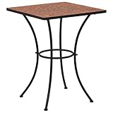 QUAHEAS Mosaik-Bistrotisch Terrakottarot 60 cm Keramik, runder Outdoor-Beistelltisch für Balkon und Garten, stabiles Eisengestell, leicht zu reinigen, ideal für Getränke