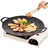 Flat Griddle BBQ Pan - Hochleistungskoreanische Grillpfanne, Kreisförmige Frittierplatte Für Cooktop | Tragbares Röstertablett, Kratzfeste Beschichtete Oberfläche Zum Grillen, Küchenherd, Picknick-Wär