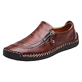 Herrenschuhe Leder Businessschuhe Classic Lederschuhe Atmungsaktive Weit Zehenschuhe Leichtgewichts Arbeitsschuhe mit Reißverschlüsse Leder Sneakers Freizeit Arbeitsturnschuhe Shoes