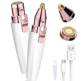 Gesichtshaarentferner für Frauen, USB Elektrischer Augenbrauen Rasier, 2 in 1 Schmerzfreie Augenbrauen Trimmer Frauen Für Körper Gesichtshaare Lippen Kinn, eingebautem LED-Licht