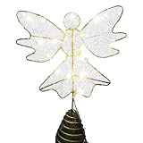 usefulbeauty Engel Weihnachtsbaumspitze - Beleuchtete Engel Baumspitze Für Weihnachten | Batteriebetriebene Partydekoration für Innen- und Außenbereich, Wohnzimmer, Schlafzimmer, Garten, Terrasse,