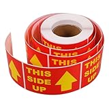 Uonlytech 1 Rolle Etiketten Verpackungsaufkleber Paket Warnabziehbilder Gelb Vorsicht groß Warnaufkleber Aufkleber für den Versand Aufkleber für den Umzug Warnung Papier rot