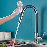 Ausziehbare Küchenarmatur mit Berührungssensor und doppeltem Wassermodus, drehbar für moderne Küchen