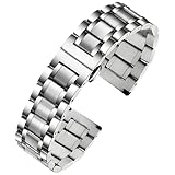 TStrap Metall Uhrenarmband Edelstahl - Silber Armband für Uhr Herren und Damen Schnellverschluss - Ersatzarmband für Smartwatch aus Massivem Stahl Poliert - 12mm ... 20mm 22mm 24mm