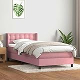 YuuSsea Boxspringbett mit Matratze Rosa 90x220 cm, Samtbezug, Taschenfederkern, verstellbares Kopfteil, Schlafzimmer Möbel, Komfort