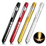 DALAETUS 4 Stück Pupillenleuchte Set, Wiederverwendbar Diagnostikleuchte mit Taschenclip, Diagnostische Penlight, LED Stiftlampe für Schüler, Studentische