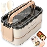 FRADABOX® Bento Lunchbox „Taylor“, 2 Etagen mit Fächern, Premium Edelstahl, BPA-freie Brotdose mit Besteck ideal für unterwegs, Meal Prep Bento Box für Erwachsene auslaufsicher und mikrowellengeeignet