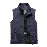 Herren Outdoor Weste mit Vielen Taschen Schnelltrocknende Anglerweste Leicht Atmungsaktiv Ärmellose Jacke Jagd Fotografie Camping Weste Multifunktionsweste