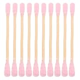 EPIGEIST 1000 Stück Spiral Doppelkopf Wattestäbchen mit Langem Holzgriff Rosa Baumwollstäbchen für Make-up Applikation Reinigung Abschminken und Ohrpflege Vielseitige Kosmetikstäbchen