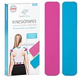 Health Press® Kinesiotapes - 30 Kinesiologie Tape Streifen Precut Blau + Rosa (25cm x 5cm) Kinesiotape - Profi Physio Tape und Sporttape - Hautfreundliche Tapes DERMATEST: SEHR GUT