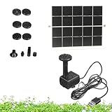 Solarpumpe | 15 W Brunnenpumpe DC mit Solar-Ladegerät für Garten | wetterfeste Bewässerung für Rasen, Terrasse, Balkon, Weg, Hof, Pool, Fischbecken