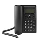 Schnurgebundenes Telefon mit Anruferkennung/Anklopfen DTMF/FSK Systeme LCD Display Kurzwahl Schnurgebundenes Telefon mit Freisprechfunktion 3-Gruppen Alarme Desktop Schnurgebundenes Telefon(Schwarz)