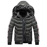 mantel herren winter,Herren Übergangsjacke Warm Gefüttert Daunenjacke Mit Kunstfell Kapuze Farbblock Steppjacke Winterjacke Warme Daunenmantel Jacke Outdoorjacke Herren Mantel Herrenjacken