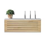 WiFi-Router-Box, Massivholz-Netzwerk-Set-Top-Box, Wandmontage, Router-Aufbewahrungsbox, TV-Buchsen-Verschlussbox für untere Reihe, Regal für kabellosen WiFi-Router/Länge 50 cm