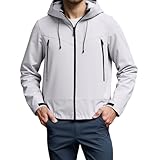 Generisch Herren Freizeitjacke Einfache Sweatjacke Hoodie mit Kapuze und Reißverschluss Taschen Einfarbig mit Kordelzug Funktionsjacke wasserdichte Outdoor-Jacke Winddicht Casual Übergangsjacke