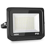 loyal 100W LED Strahler Außen 6000K Kaltweiß, Superhell 120° Ausleuchtung 10000LM LED Außenstrahler, Hochwertiger Aluminium-Druckguss, IP65 Wasserdicht LED Scheiwerfer für Gärten Garage Hinterhof Flur