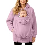 Generisch Damen Winter 2 in 1 Umstandsjacke Mit Babytragefach Fleece Gefüttert Reißverschluss Lockere Passform Warm Hautfreundlich Für Schwangerschaft Freizeit Alltag Draußen
