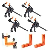 JINTANG 4 PCS Mini Einhandzwingen,Schnellspannzwinge set Schraubzwingen Spanner Spannweite Spannkraft 11kg Geeignet für die Montage, Demontage und Reparatur von Holz, Holzprodukten, Möbeln