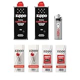 Zippo Zubehör Set 2: Orginal Zippo 2 X Feuerzeugbenzin, 2 X Set Feuersteine, 2 X Docht, 1 x Feuerzeug Okaei