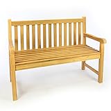 Divero 2-Sitzer Bank Holzbank Gartenbank Sitzbank 120 cm zertifiziertes Teak A++ Bestes hochwertiges Teakholz unbehandelt Reine Handarbeit wetterfest
