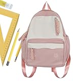 Schulrucksack – Stilvoller Damen-Rucksack, leichte Büchertasche für Studenten, Arbeit, Schule, Outdoor-Aktivitäten, Wandern, Pendeln, Geschäftsreisen, rose, Refer to description