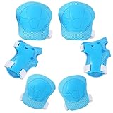 Qaestuan Knieschoner Kinder, Knieschützer Kinder, Schoner Inliner Kinder, 6er Set Schützer Inliner Protektoren Ellenbogenschoner, Schutzausrüstung für Inliner Skates Skateboarden Radfahren, Blau