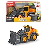 Dickie Toys QDKT062032 Volvo Radlader, Spielzeugbagger, Bagger, Lader, Baustellenfahrzeug, Baustelle, Spielzeugauto, Sandkasten, Licht & Sound, 23 cm, gelb/grau