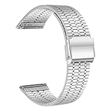 Deolven Edelstahl Uhrenarmband, Mesh Metall Uhrenarmbänder für Herren und Damen, Schnellspanner Armband für Smartwatch und Traditionelle Uhr, Uhrband 20mm Silber