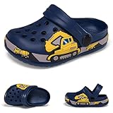 Hitopteu Kinder Clogs Dinosaurier Gartenschuhe Pantoffeln Gartenclogs Dunkel Blau EU 24