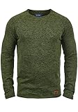 Blend BHDan Herren Strickpullover Feinstrick Pullover mit Rundhalsausschnitt Baumwollmischung Label-Patch Regular fit, Größe:XL, Farbe:Burnt Olive (77011)