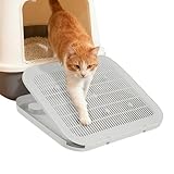 Erhöhte Katzenklo Matte - 40x30cm Doppelschicht PP Sandfang, wasserdichte rutschfeste Basis | Grauer Vorleger mit Klappdeckel für Käfigboden Eingang, Einfache Reinigung Waschbare Schmutzfangmatte Set