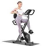 Dskeuzeew Heimtrainer Fahrrad Klappbar für Zuhause, 4-in-1 faltbarer Heimtrainer mit 8 Stufen verstellbarem Magnetwiderstand und Spannseil, klappbarer Heimtrainer, LCD-Display, Ergometer