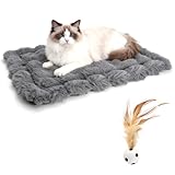 VOSSOT Katzendecke 45x60 cm mit Spielzeug,Wärmedecke Katze Hundematte Kuscheldecke Hund mit Anti-Rutsch & Waschbar – Flauschiges Hundekissen Katzenschlafplatz Haustierdecke für Katzen & Kleine Hunde