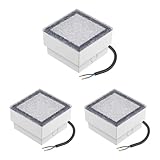 ledscom.de 3 Stück LED Pflasterstein Bodeneinbauleuchte CUS für außen, IP67, eckig, 10 x 10cm, warmweiß