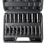 PAMATIO Schlagschrauber Nüsse Set, 20tlg 1/2'' Antrieb Stecknuss Werkzeug Set 8-32mm Sechskant Stecknüsse, Kraft Steckschlüsselsatz, Steckschlüssel Schlagnuss für Reparatur und Wartung