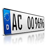 schildEVO 1 Kfz Kennzeichen | 520 x 110 mm | DIN-Zertifiziert – individuelles EU Wunschkennzeichen | PKW Nummernschild | Autokennzeichen | Auto-Schild | Fahrradträger & Anhänger | DHL-Versand