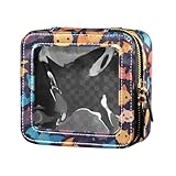 Schwarze Make-up-Tasche mit Fledermäusen auf schwarzem, wasserfestem transparentem Kosmetik-Organizer mit Reißverschluss, Schwarze Fledermäuse, Einheitsgröße