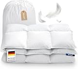 DREEMA Bettdecke 200x220 Daunendecke Warm | Extraweiche Daunenfüllung | in Deutschland gefertigt | 100% nachhaltig mit Oeko-TEX & Nomite | Allergiker geeignet | Soft-Touch Baumwollbezug