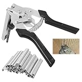 Zaunzange, Wurstclipper mit 600 Clips, Eisen Verzinkt + Kunststoff Drahtbefestigungszange, Geeignet für Zäune, Tierkäfige, Drähte, Schweineställe (18 × 13 cm) (Schwarz, silber)