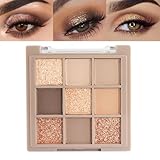 BelleVive Matt schimmerndes Nude-Braun-Lidschatten-Palette, Make-up, langanhaltender, wasserfester Lidschatten, 9 mischbare Farbtöne in glatten, matten und schimmernden Finishes, 05#